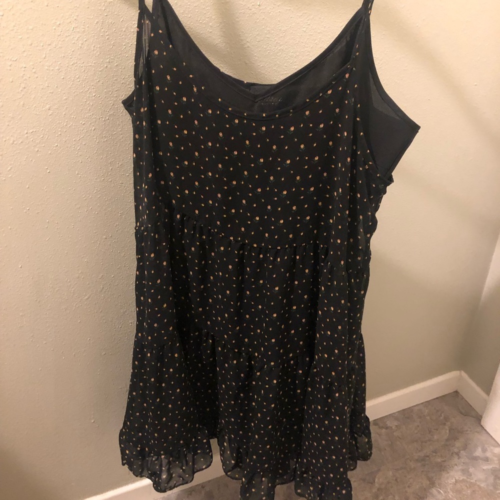 Black Floral Swing Dress